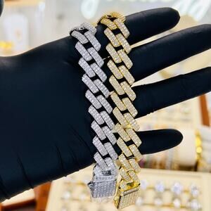 14mm Moissanite Iced Out Cuban Bracelet